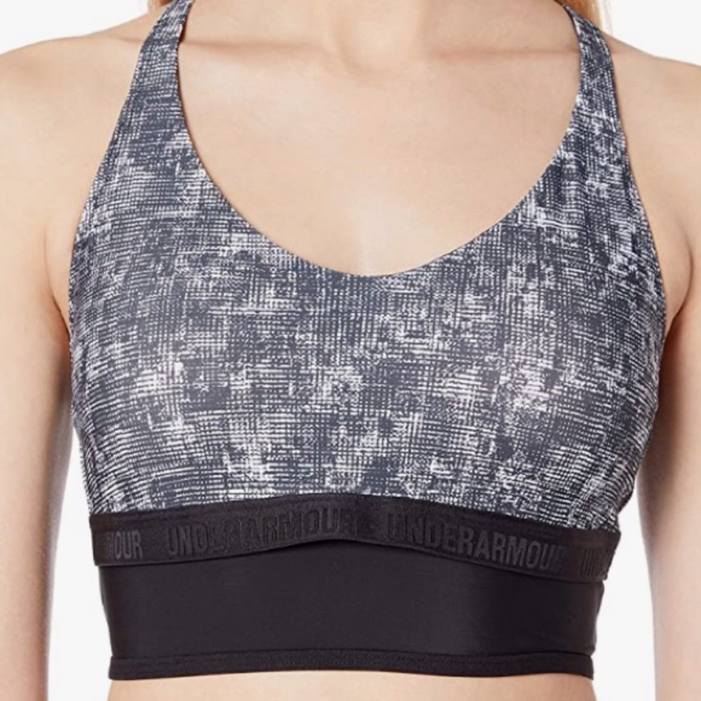 Under Armour strappy black and gray sports bra low cut size small workout bra​​​